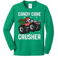 Candy Cane Crusher Christmas Monster Truck Kids Long Sleeve Shirt