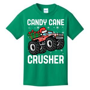 Candy Cane Crusher Christmas Monster Truck Kids T-Shirt