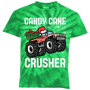 Candy Cane Crusher Christmas Monster Truck Kids Tie-Dye T-Shirt