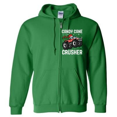 Candy Cane Crusher Christmas Monster Truck Full Zip Hoodie