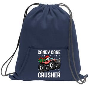 Candy Cane Crusher Christmas Monster Truck Sweatshirt Cinch Pack Bag