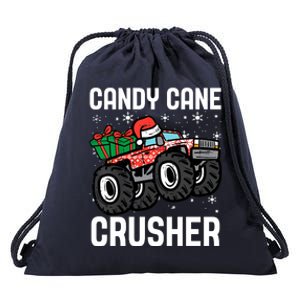 Candy Cane Crusher Christmas Monster Truck Drawstring Bag