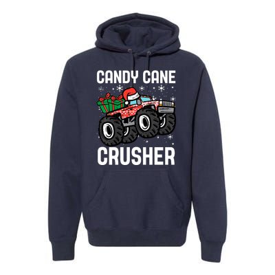 Candy Cane Crusher Christmas Monster Truck Premium Hoodie