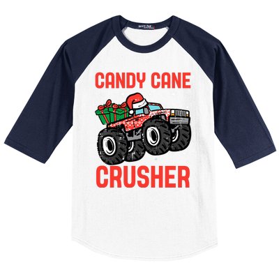 Candy Cane Crusher Christmas Monster Truck Baseball Sleeve Shirt