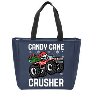 Candy Cane Crusher Christmas Monster Truck Zip Tote Bag