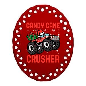 Candy Cane Crusher Christmas Monster Truck Ceramic Oval Ornament