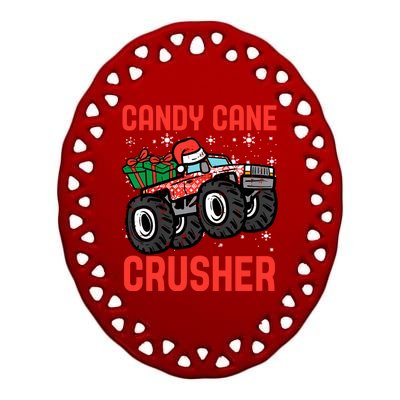 Candy Cane Crusher Christmas Monster Truck Ceramic Oval Ornament