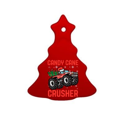 Candy Cane Crusher Christmas Monster Truck Ceramic Tree Ornament