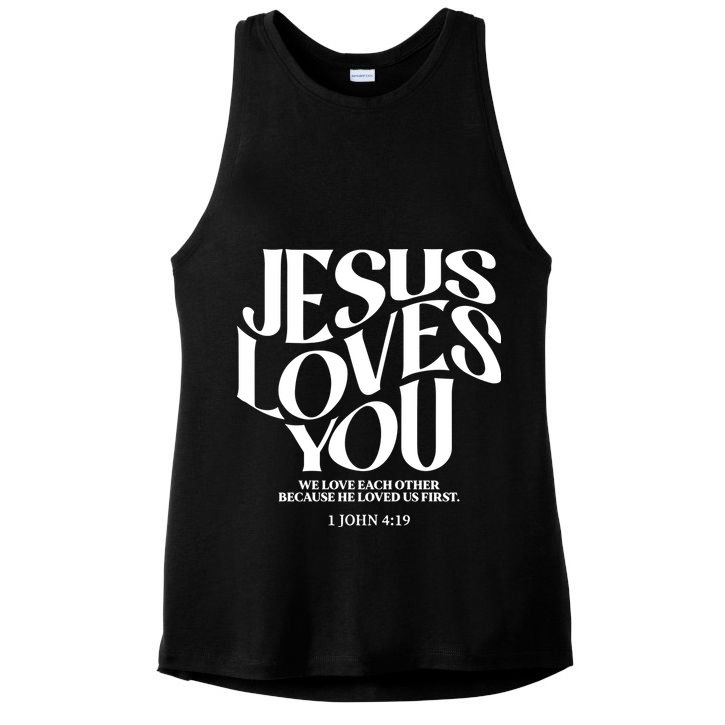 Christian Jesus Loves You Ladies PosiCharge Tri-Blend Wicking Tank