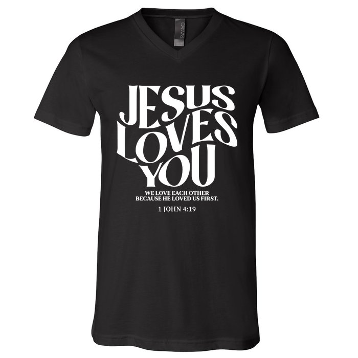 Christian Comfort Colors Jesus Loves You V-Neck T-Shirt