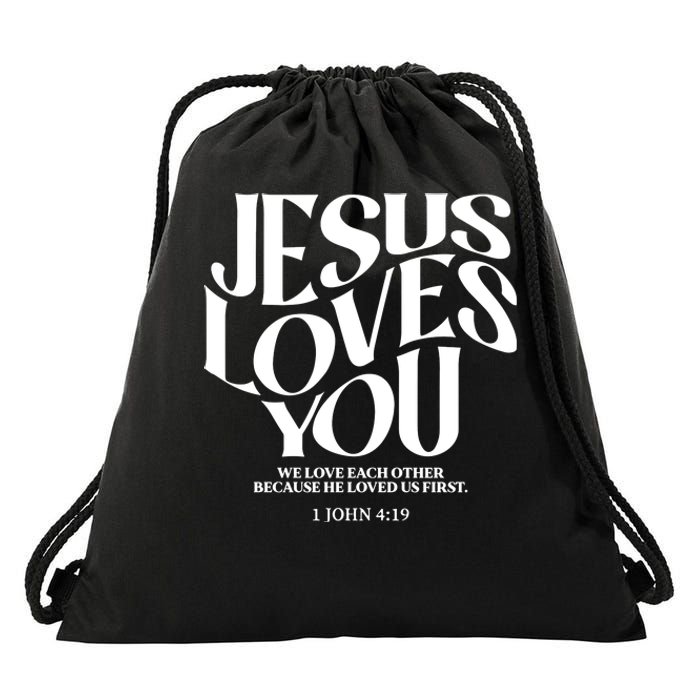 Christian Comfort Colors Jesus Loves You Drawstring Bag