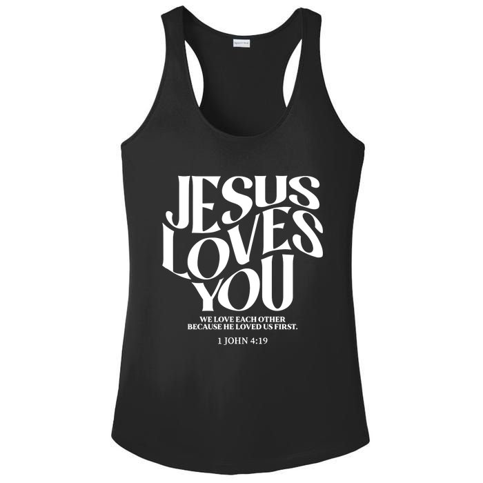 Christian Comfort Colors Jesus Loves You Ladies PosiCharge Competitor Racerback Tank