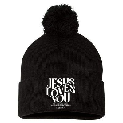 Christian Comfort Colors Jesus Loves You Pom Pom 12in Knit Beanie