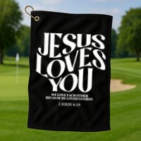 Christian Jesus Loves You Golf Towel