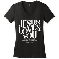 Christian Comfort Colors Jesus Loves You Women's V-Neck T-Shirt