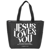 Christian Comfort Colors Jesus Loves You Zip Tote Bag