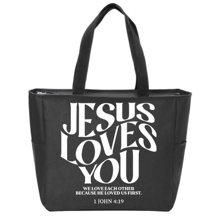 Christian Comfort Colors Jesus Loves You Zip Tote Bag