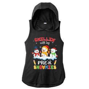 Cute Christmas Chillin' With My Pre-K Snowmies Teacher Ladies PosiCharge Tri-Blend Wicking Draft Hoodie Tank