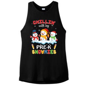 Cute Christmas Chillin' With My Pre-K Snowmies Teacher Ladies PosiCharge Tri-Blend Wicking Tank