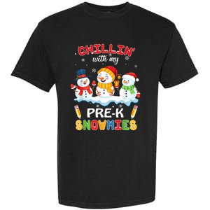 Cute Christmas Chillin' With My Pre-K Snowmies Teacher Garment-Dyed Heavyweight T-Shirt