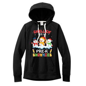 Cute Christmas Chillin' With My Pre-K Snowmies Teacher Women's Fleece Hoodie