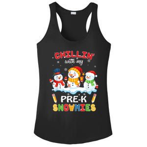 Cute Christmas Chillin' With My Pre-K Snowmies Teacher Ladies PosiCharge Competitor Racerback Tank