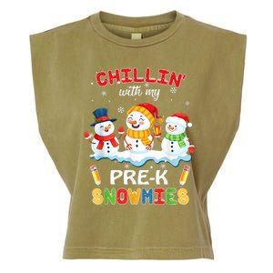 Cute Christmas Chillin' With My Pre-K Snowmies Teacher Garment-Dyed Women's Muscle Tee