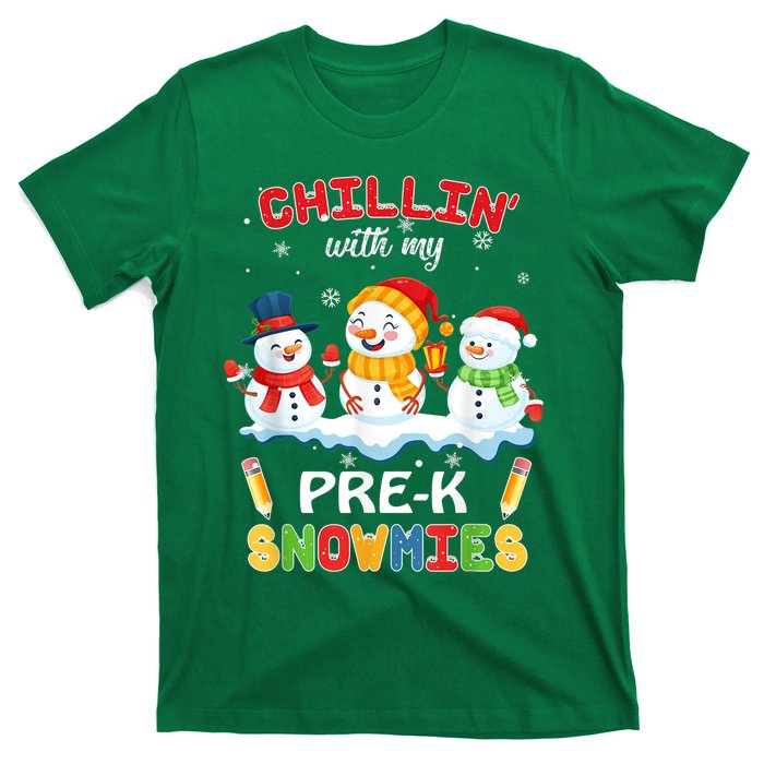 Cute Christmas Chillin' With My Pre-K Snowmies Teacher T-Shirt