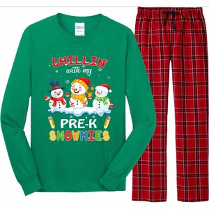 Cute Christmas Chillin' With My Pre-K Snowmies Teacher Long Sleeve Pajama Set