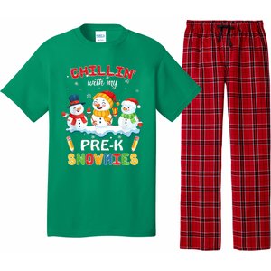 Cute Christmas Chillin' With My Pre-K Snowmies Teacher Pajama Set