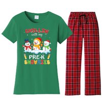 Cute Christmas Chillin' With My Pre-K Snowmies Teacher Women's Flannel Pajama Set