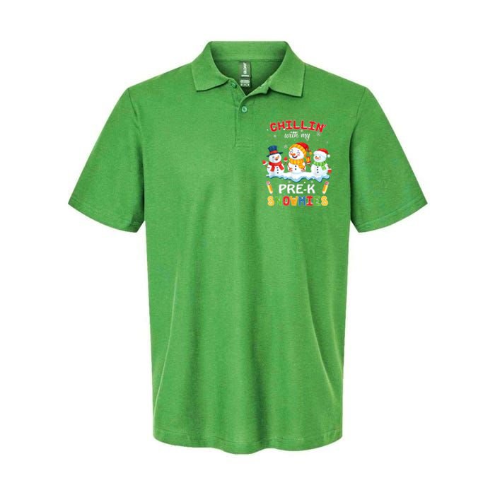 Cute Christmas Chillin' With My Pre-K Snowmies Teacher Softstyle Adult Sport Polo