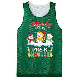 Cute Christmas Chillin' With My Pre-K Snowmies Teacher Mesh Reversible Basketball Jersey Tank