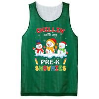 Cute Christmas Chillin' With My Pre-K Snowmies Teacher Mesh Reversible Basketball Jersey Tank