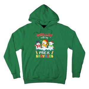 Cute Christmas Chillin' With My Pre-K Snowmies Teacher Tall Hoodie