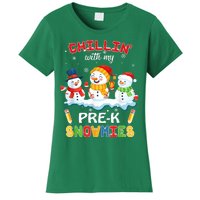 Cute Christmas Chillin' With My Pre-K Snowmies Teacher Women's T-Shirt