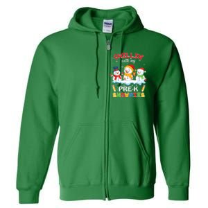 Cute Christmas Chillin' With My Pre-K Snowmies Teacher Full Zip Hoodie