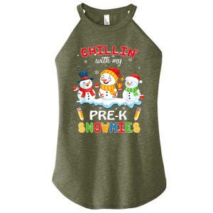 Cute Christmas Chillin' With My Pre-K Snowmies Teacher Women's Perfect Tri Rocker Tank