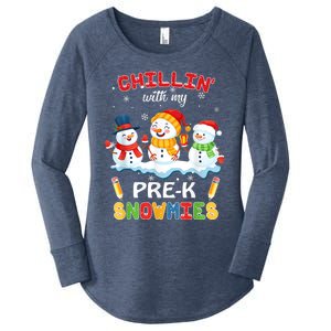 Cute Christmas Chillin' With My Pre-K Snowmies Teacher Women's Perfect Tri Tunic Long Sleeve Shirt