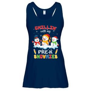 Cute Christmas Chillin' With My Pre-K Snowmies Teacher Ladies Essential Flowy Tank