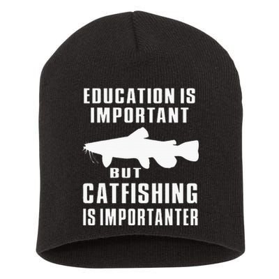 Catfish Catfishing Catfisherman Catfishing Is Importanter Short Acrylic Beanie