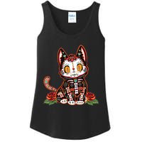 Calavera Cat Colorful Kitty Cute Dia De Los Muertos Gato Ladies Essential Tank