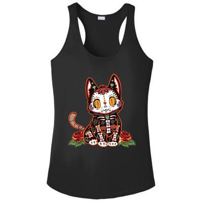 Calavera Cat Colorful Kitty Cute Dia De Los Muertos Gato Ladies PosiCharge Competitor Racerback Tank