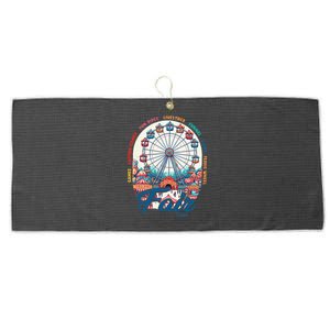 Cotton Candy Corn Dogs County Fair Ferris Wheel Blue Ribbons Large Microfiber Waffle Golf Towel