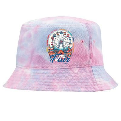 Cotton Candy Corn Dogs County Fair Ferris Wheel Blue Ribbons Tie-Dyed Bucket Hat