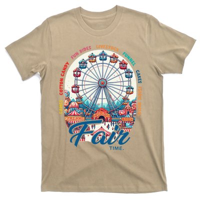 Cotton Candy Corn Dogs County Fair Ferris Wheel Blue Ribbons T-Shirt