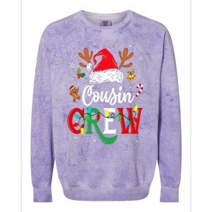 Christmas Cousin Crew Reindeer Santa Hat Lights Colorblast Crewneck Sweatshirt