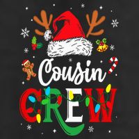 Christmas Cousin Crew Reindeer Santa Hat Lights 7 Panel Mesh Trucker Snapback Hat