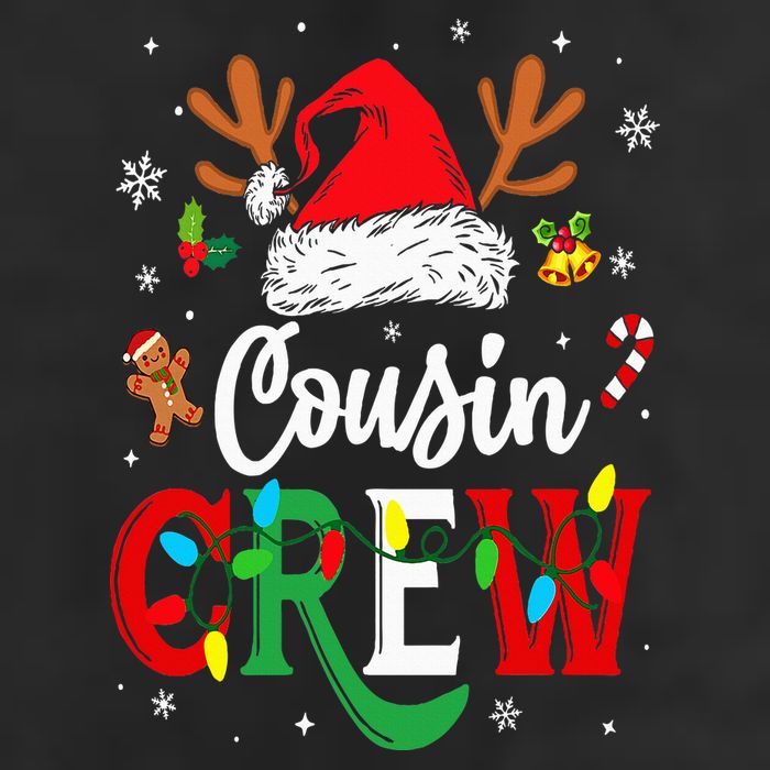 Christmas Cousin Crew Reindeer Santa Hat Lights 7 Panel Mesh Trucker Snapback Hat