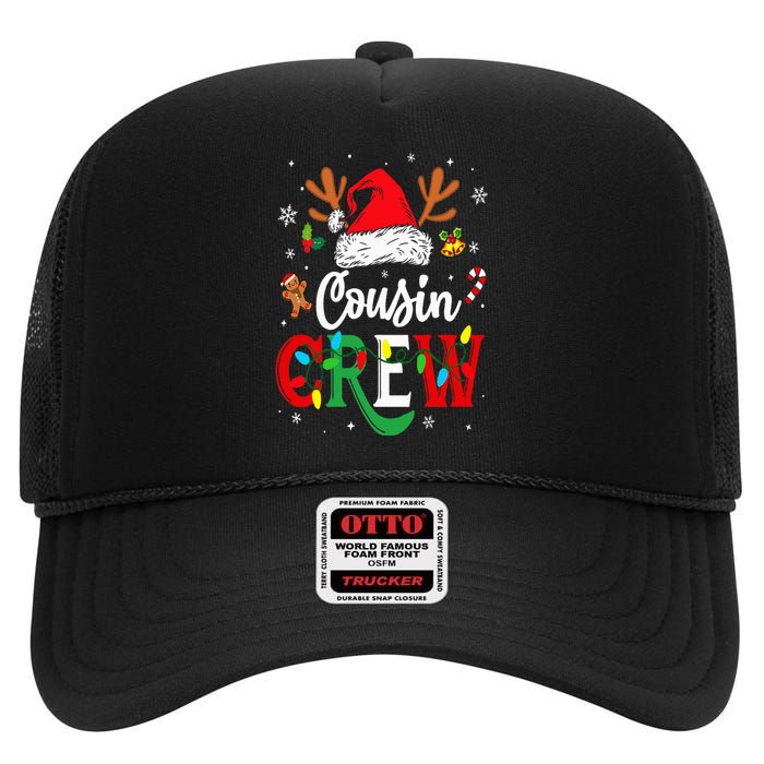 Christmas Cousin Crew Reindeer Santa Hat Lights High Crown Mesh Back Trucker Hat